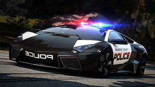 black police car HD wallpaper