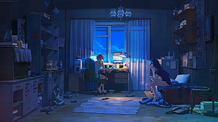 two person inside a room animation illustration
