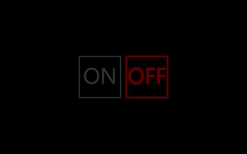 On and Off logo, minimalism, red HD wallpaper
