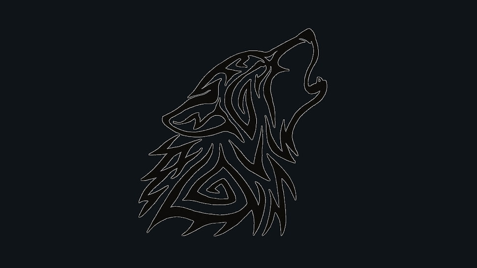 black wolf illustration HD wallpaper
