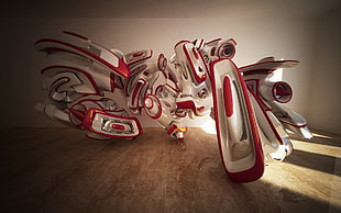 white and red toy robot