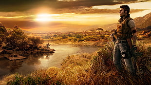 man holding rifle wallpapper, landscape, Far Cry, Far Cry 2 HD wallpaper