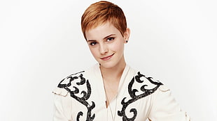 Emma Watson wearing white and black top