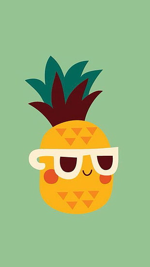Pineapple character wearing sunglasses illustration HD wallpaper