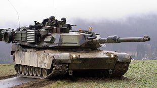 brown battle tank on green grass field