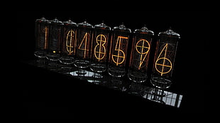 clear-and-brown number themed decor lot, Steins;Gate, Nixie Tubes, Divergence Meter, anime HD wallpaper