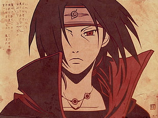 Uchiha Itachi illustration, Naruto Shippuuden, Uchiha Itachi, red eyes, Akatsuki HD wallpaper