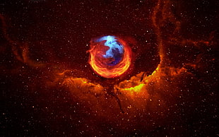 red galaxy wallpaper, Mozilla Firefox, space, abstract, Browser HD wallpaper
