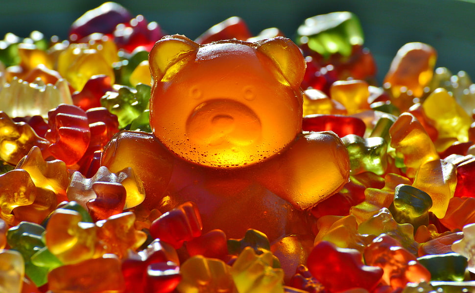 closeup photography of gummy bears HD wallpaper
