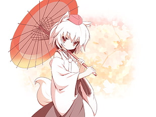 cat girl holding umbrella anime character wallpaper HD wallpaper