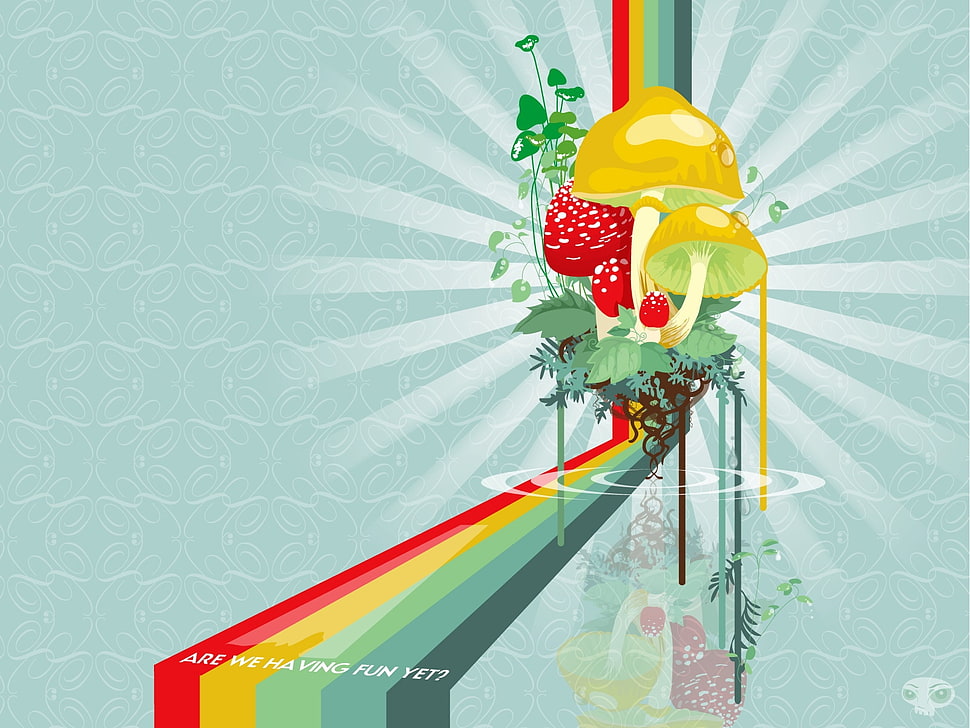 yellow mushroom illustration HD wallpaper