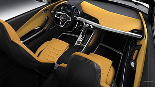 black and yellow vehicle interior, Audi Crossline, car interior, car, Audi HD wallpaper