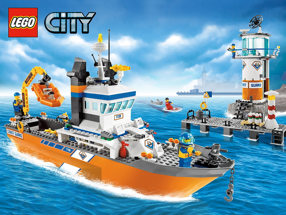 Lego City warship poster HD wallpaper