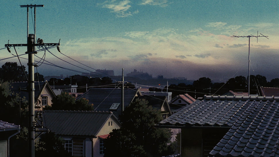 gray electric post, anime, 5 Centimeters Per Second HD wallpaper