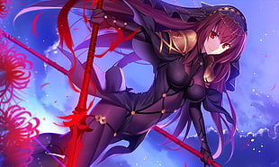 female holding wand anime character, anime, anime girls, Fate/Grand Order, Scathach ( Fate/Grand Order )