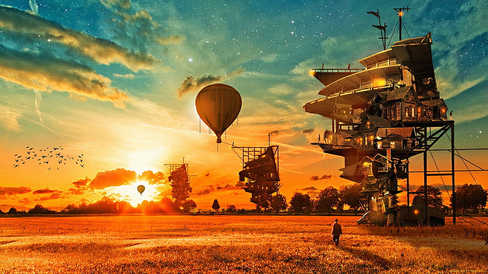 photo of hot-air balloon on flight HD wallpaper