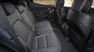 gray leather vehicle backseat, Hyundai Santa Fe, car, vehicle, vehicle interiors