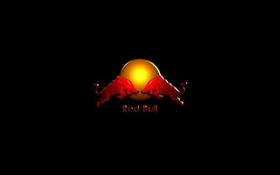 Red Bull logo on black background HD wallpaper