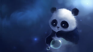panda wallpaper, panda, artwork, Apofiss, animals
