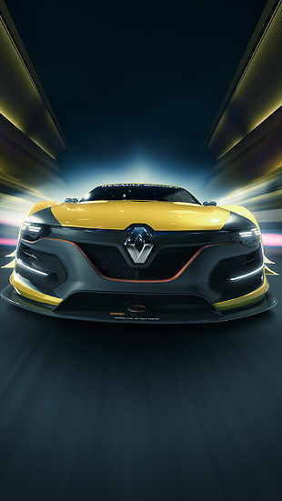 yellow Renault car concept, Renault Sport R.S. 01, car, vehicle, race cars