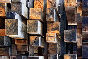 brown wood log lot, wood, texture