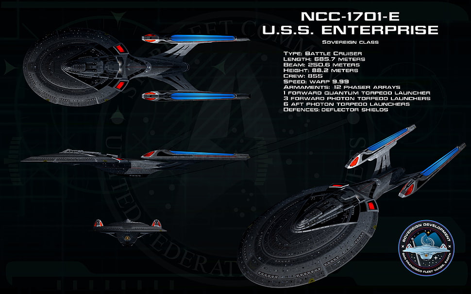 NCC-1701-E U.S.S spaceship collage, Star Trek, USS Enterprise (spaceship) HD wallpaper