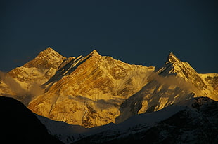 brown rock mountains, Himalayas, mountains, Nepal, temple