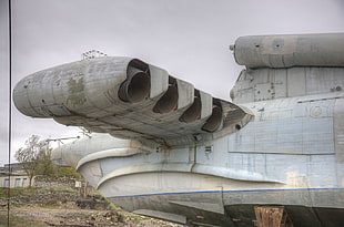gray spaceship digital wallpaper, Lun class ekranoplan, aircraft, wreck