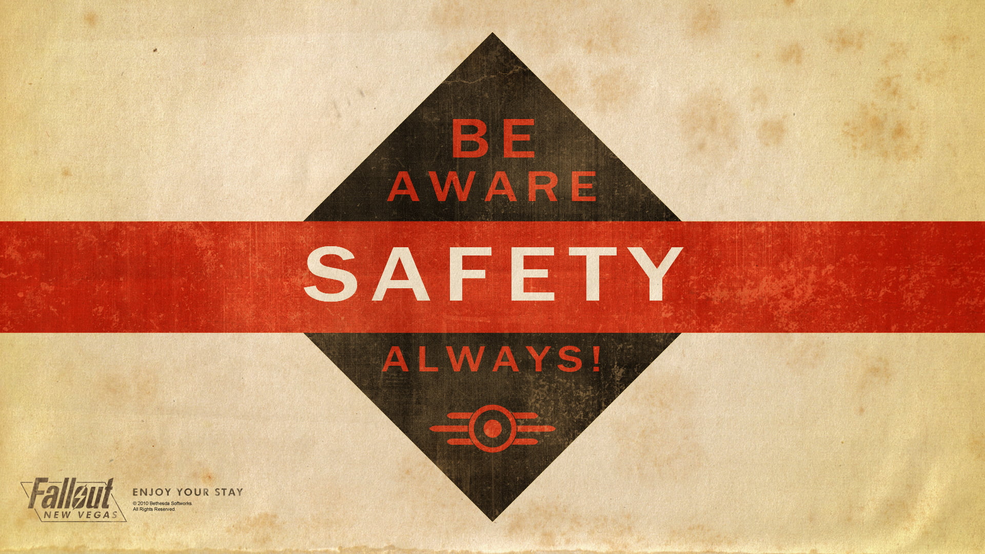 Be Aware Safety Always! text, video games, Fallout, Fallout 3, Fallout: New Vegas