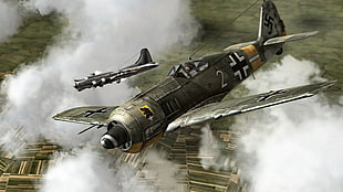 gray war plane, World War II, fw 190, Focke-Wulf, Luftwaffe