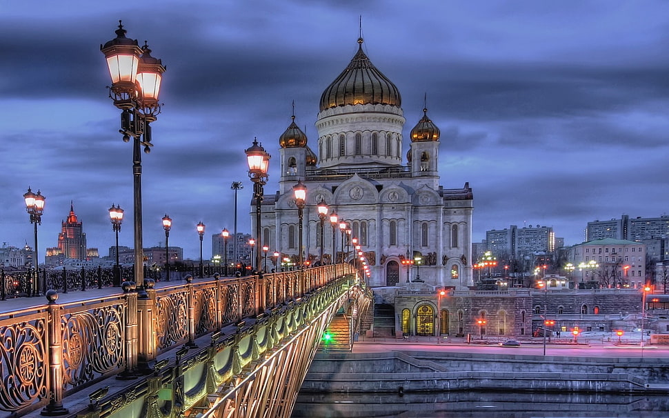 brown concrete bridge, architecture, building, old building, clouds HD wallpaper