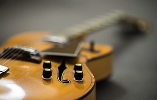 brown electric guitar