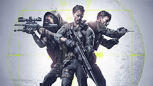 three man holding guns HD wallpaper