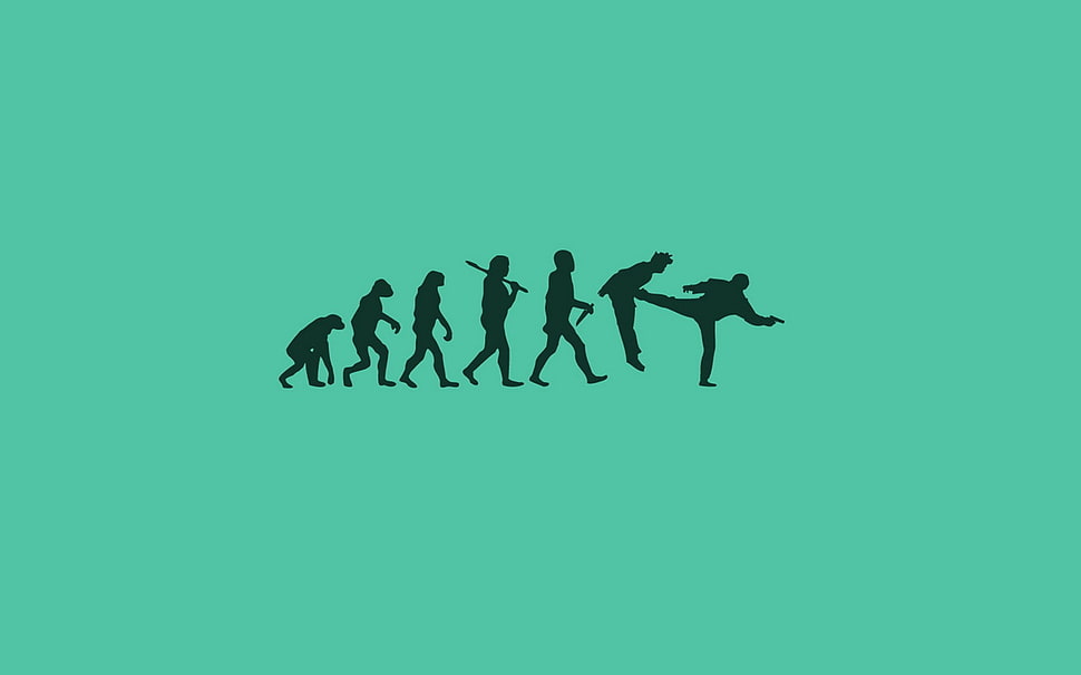 apes and man digital wallpaper, minimalism, life, evolution, humor HD wallpaper