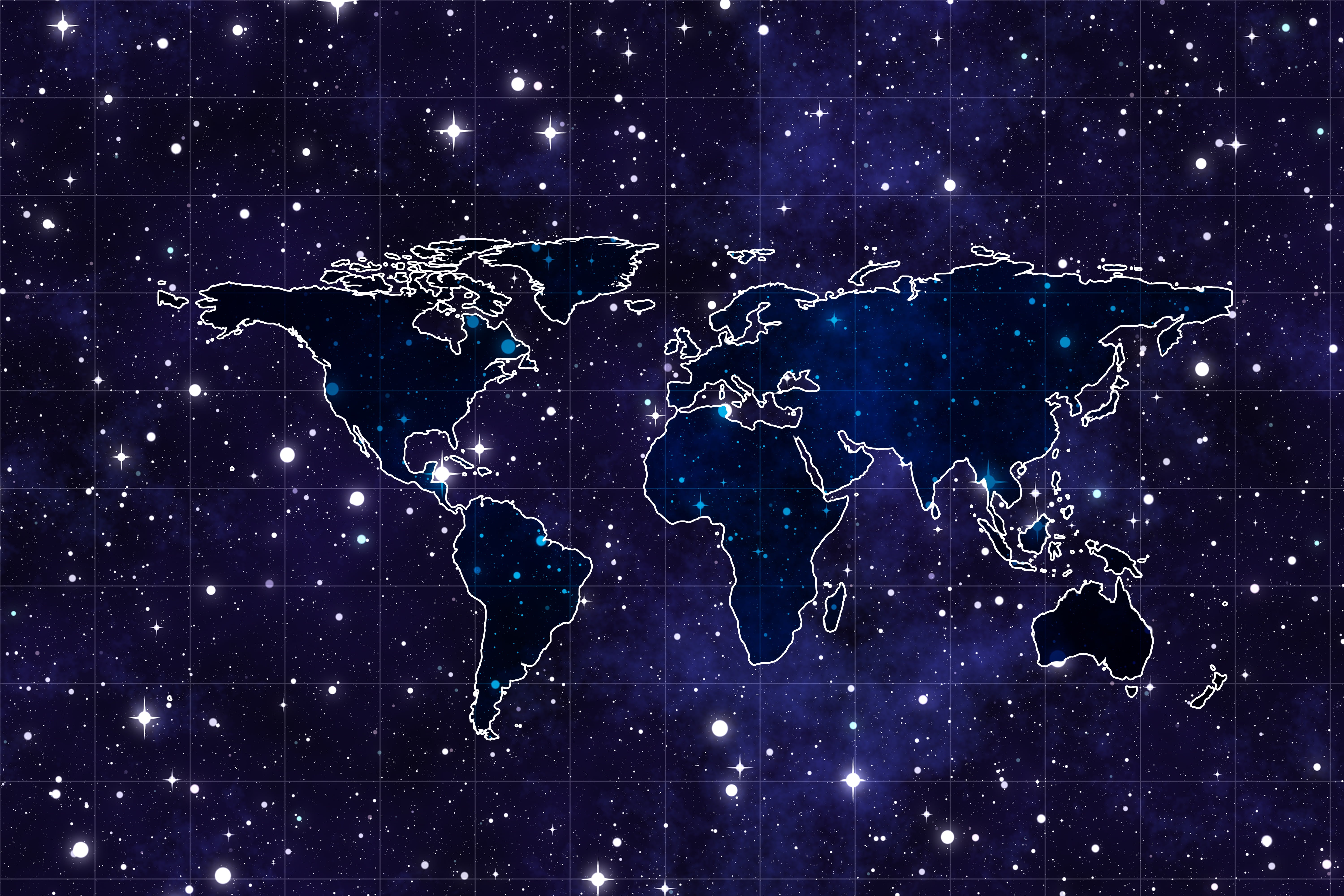 Galaxy World map illustration