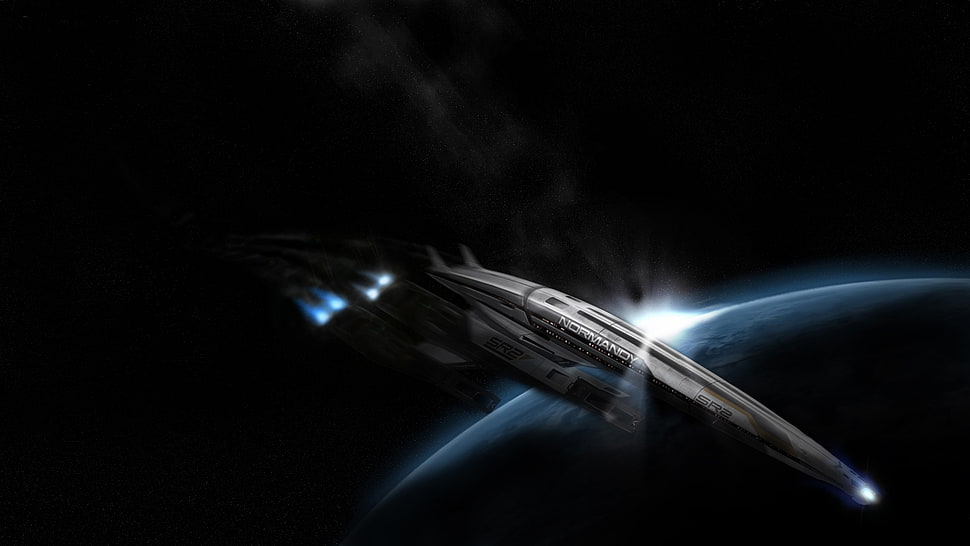 black spaceship HD wallpaper
