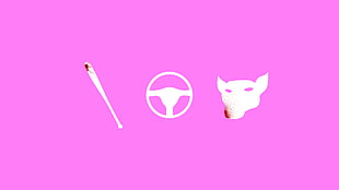 white and pink illustration, Hotline Miami, video games, minimalism, pink background
