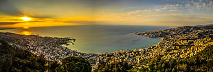 aerial view of city near seashore surrounded by mountains, jounieh, lebanon HD wallpaper