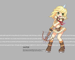 yellow haired woman holding crossbow animated illustration HD wallpaper