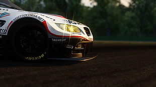white and black racing car, Assetto Corsa, car, video games, downsampling