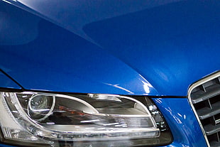 blue car headlights