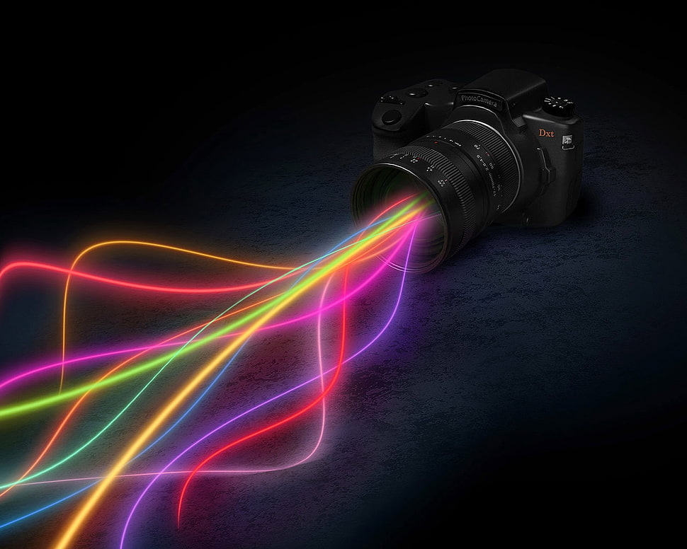 black DSLR camera HD wallpaper