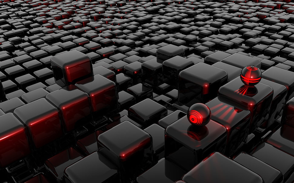 black and red cube lot HD wallpaper