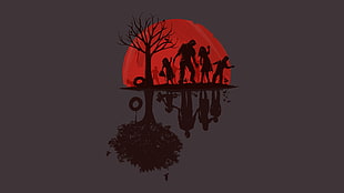 zombie illustration logo, zombies, gray, minimalism, digital art