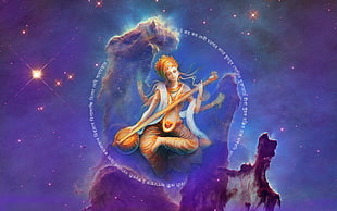 Hindu Deity poster, Saraswati, Indian Goddess, Goddess of Knowledge