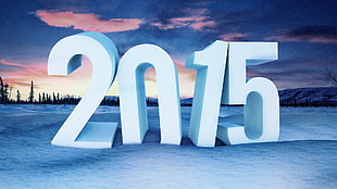 2015 logo on snowy path HD wallpaper