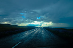 road, landscape, clouds, cloudy