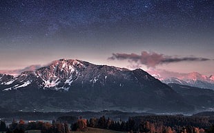 mountain at nighttime HD wallpaper