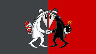two cartoon character holding bomb and dynamite illustration, digital art, drawing, Spy Vs Spy, spies HD wallpaper