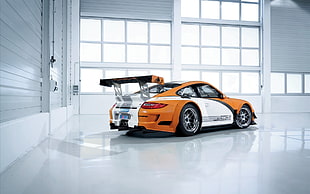 orange and white coupe, Porsche, car, Porsche 911, Porsche 911 GT3